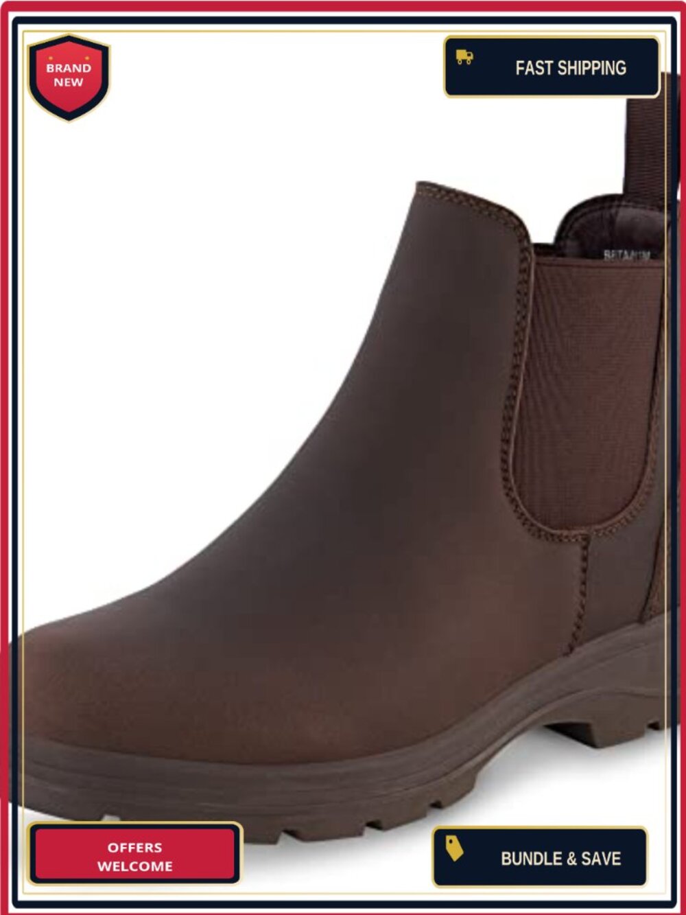 Women's Vegan Leather Chelsea Boots with Memory Foam, Non-Slip, Ankle Booties